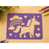 Alvera Unicorn ve Gökkuşağı Çizim Şablonu – 3D Baskı Desen Kalıbı-Mor