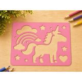 Alvera Unicorn ve Gökkuşağı Çizim Şablonu – 3D Baskı Desen Kalıbı-Pembe
