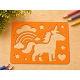 Alvera Unicorn ve Gökkuşağı Çizim Şablonu – 3D Baskı Desen Kalıbı-Turuncu