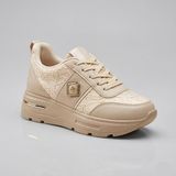 Alves Kadın Dantelli Desenli Kalın Dolgu Topuklu Sneaker Ayakkabı ALVES-0873 - Bej