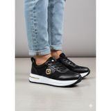 Alves Kadın Dantelli Desenli Kalın Dolgu Topuklu Sneaker Ayakkabı ALVES-0873 - Siyah - Beyaz - 40