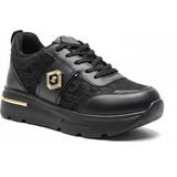 Alves Kadın Dantelli Desenli Kalın Dolgu Topuklu Sneaker Ayakkabı ALVES-0873 - Siyah - Siyah - 37