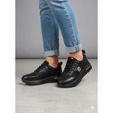 Alves Kadın Dantelli Desenli Kalın Dolgu Topuklu Sneaker Ayakkabı ALVES-0873 - Siyah - Siyah - 39