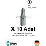 Alveta Wera 851/1 Z Ph1 x 25MM Tornavida Ucu 10 Adet | Yıldız Vidalama Bits Seti Profesyonel Seri - Gri