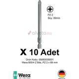 Alveta Wera 855/4 Z PZ2 x 89mm Tornavida Ucu 10 Adet | Pozidriv Vidalama Bits Seti Uzun Seri