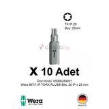 Alveta Wera 867/1 Ip Torx Plus 20IP x 25MM Tornavida Ucu 10 Adet | Vidalama Bits Seti Profesyonel Seri