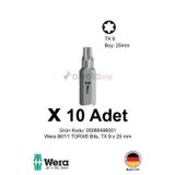 Alveta Wera 867/1 TORX TX9 x 25mm Tornavida Ucu 10 Adet | Torx Vidalama Bits Seti Profesyonel Seri