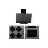 Alveus 3’Lü Ankastre Set Gri Modern (Cam Ocak + 8 Fonksiyon Fırın + Davlumbaz)