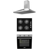 Alveus 615 Inox-Siyah 3'Lü Ankastre Set