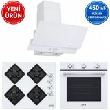 Alveus Afm Serisi Fue-01 Beyaz Cam Turbo+Soğutma 3'Lü Ankastre Set (Fırın + Ocak + Davlumbaz)