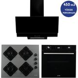 Alveus Afm Serisi New1 Turbolu Cam Siyah 3'Lü Ankastre Set ( Fm7700 + Fm-Bd2210 Antrasit + Fm3300)