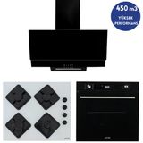 Alveus Afm Serisi New10 Turbolu Cam Siyah 3'Lü Ankastre Set ( Fm7700 + Fm-Bd2201 Beyaz+ Fm3300)