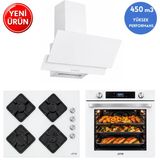 Alveus Afm Serisi Ug-21 Beyaz Cam Turbo+Soğutma Dijital Dokunmatik 3'Lü Ankastre Set (Fırın + Ocak + Davlumbaz)