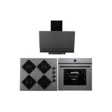 Alveus Kurox 3'Lü Gri Ankastre Set(Cam Gazlı Ocak + Turbo Fırın)(3000-Kls670-Mfa631)