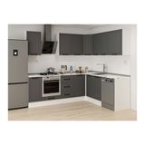 Alvinka 250 200X222 Cm Mbr_A Köşe Mutfak Dolabı, Antrasit Mdf