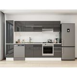 Alvinka 280X210 cm High Gloss Mutfak Dolabı MB-E80B40S40-1 Antrasit - Suntalam