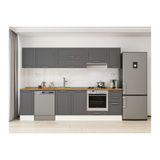 Alvinka 280X210 Cm Klasik Mebran Mutfak Dolabı, M E80S40S40 1 Mebran Antrasit Mdf