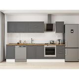 Alvinka 285X210 cm Klasik Mebran Mutfak Dolabı M-E80S40S45-2 Antrasit - Mdf