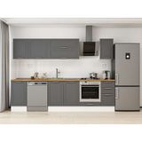 Alvinka 285X210 cm Klasik Mebran Mutfak Dolabı M-E80S45S40-2 Antrasit - Suntalam
