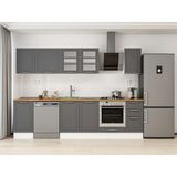 Alvinka 285X210 cm Klasik Mebran Mutfak Dolabı M-E80S45S40-3 Antrasit - Suntalam