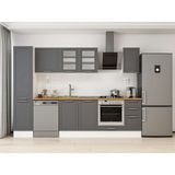 Alvinka 285X210 cm Klasik Mebran Mutfak Dolabı MB-E80B45S40-3 Antrasit - Suntalam