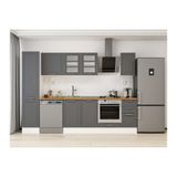 Alvinka 285X210 Cm Klasik Mebran Mutfak Dolabı, Mb E80B45S40 3 Mebran Antrasit Mdf