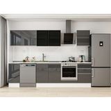 Alvinka 290X210 cm High Gloss Mutfak Dolabı M-E80S40S50-3 Antrasit - Suntalam