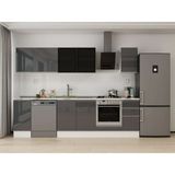 Alvinka 290X210 cm High Gloss Mutfak Dolabı M-E90S40S40-3 Antrasit - Suntalam