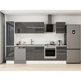 Alvinka 290X210 cm High Gloss Mutfak Dolabı MB-E80B40S50-2 Antrasit - Suntalam