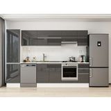 Alvinka 290X210 cm High Gloss Mutfak Dolabı MB-E80B50S40-1 Antrasit - Suntalam