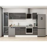 Alvinka 290X210 cm High Gloss Mutfak Dolabı MB-E90B40S40-2 Antrasit - Suntalam