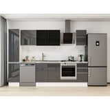 Alvinka 290X210 cm High Gloss Mutfak Dolabı MB-E90B40S40-3 Antrasit - Suntalam