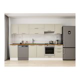 Alvinka 290X210 Cm Klasik Mebran Mutfak Dolabı, M E80S45S45 1 Mebran Kumtaşı Mdf