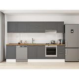Alvinka 290X210 cm Klasik Mebran Mutfak Dolabı M-E80S50S40-1 Antrasit - Mdf