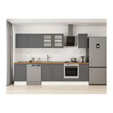 Alvinka 290X210 Cm Klasik Mebran Mutfak Dolabı, M E80S50S40 3 Mebran Antrasit Suntalam