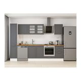 Alvinka 290X210 Cm Klasik Mebran Mutfak Dolabı, Mb E80B40S50 3 Mebran Antrasit Suntalam