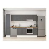 Alvinka 290X210 Cm Klasik Mebran Mutfak Dolabı, Mb E90B40S40 1 Mebran Antrasit Mdf