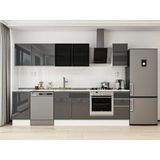Alvinka 295X210 cm High Gloss Mutfak Dolabı M-E90S45S40-3 Antrasit - Suntalam