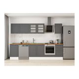 Alvinka 295X210 Cm Klasik Mebran Mutfak Dolabı, M E80S50S45 3 Mebran Antrasit Mdf