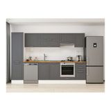 Alvinka 295X210 Cm Klasik Mebran Mutfak Dolabı, Mb E80B50S45 1 Mebran Antrasit Mdf