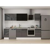 Alvinka 300X210 cm High Gloss Mutfak Dolabı M-E90S40S50-3 Antrasit - Suntalam