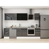 Alvinka 300X210 cm High Gloss Mutfak Dolabı M-E90S45S45-3 Antrasit - Suntalam