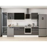 Alvinka 300X210 cm High Gloss Mutfak Dolabı MB-E80B40S60-3 Antrasit - Suntalam