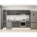 Alvinka 300X210 cm High Gloss Mutfak Dolabı MB-E90B40S50-1 Antrasit - Suntalam