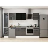 Alvinka 300X210 cm High Gloss Mutfak Dolabı MB-E90B40S50-3 Antrasit - Suntalam
