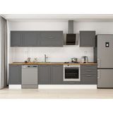 Alvinka 300X210 cm Klasik Mebran Mutfak Dolabı M-E80S40S60-2 Antrasit - Mdf