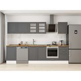 Alvinka 300X210 cm Klasik Mebran Mutfak Dolabı M-E80S50S50-3 Antrasit - Suntalam