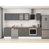Alvinka 300X210 cm Klasik Mebran Mutfak Dolabı M-E80S60S40-3 Antrasit - Suntalam