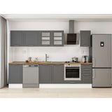 Alvinka 300X210 cm Klasik Mebran Mutfak Dolabı M-E90S50S40-3 Antrasit - Suntalam