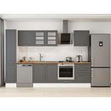 Alvinka 300X210 cm Klasik Mebran Mutfak Dolabı MB-E80B40S60-3 Antrasit - Suntalam